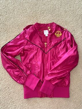 Dereon vintage hot pink jacket with Gold Embroidery small women